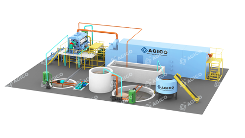 Ligne de production de plateaux à œufs dessin 3D